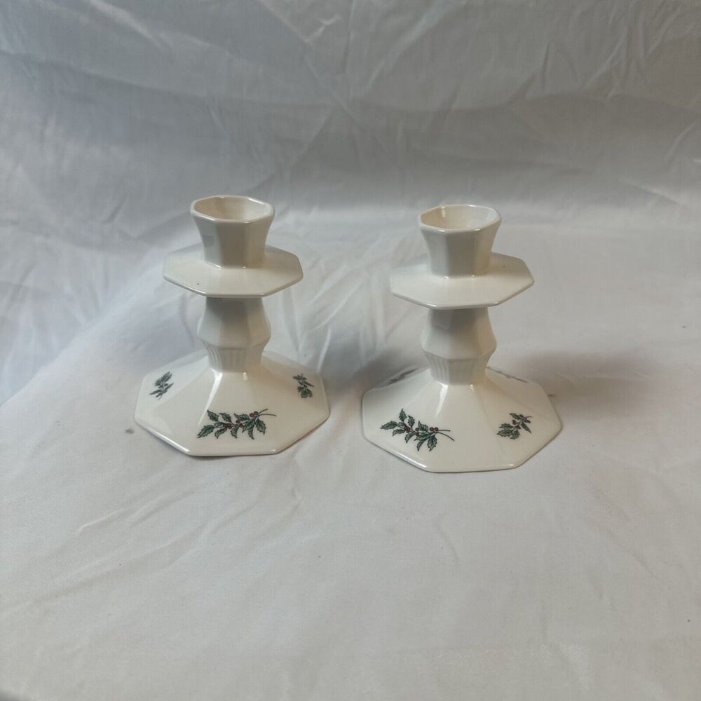 Nikko Happy Holidays Christmas Candle Stick Holders (2) Japan